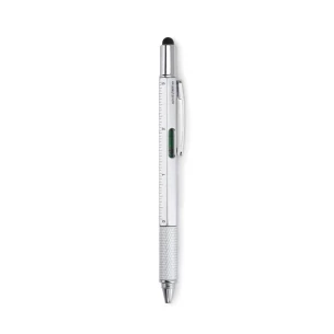 Pluma niveladora con regla - TOOLPEN - plata mate