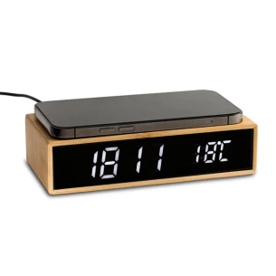Cargador inductivo Conti con reloj y termómetro - Beige