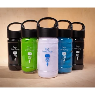 Toalla enfriadora con botella Feel cool - Negra