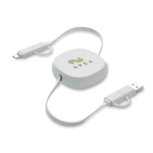 Cable de carga retráctil de 60 vatios - LINEA - Blanco
