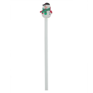 Lápiz de Navidad con goma de borrar - Blanco