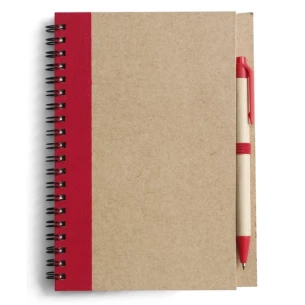 Bloc de notas Eco3 con bolígrafo - Rojo