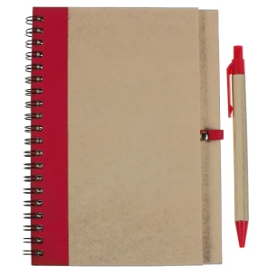 Bloc de notas Eco3 con bolígrafo - Rojo