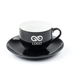 SIMPLE taza con platillo 220 ml - Negro