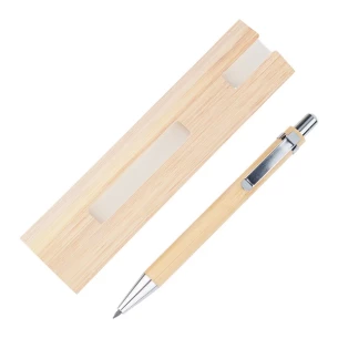 Bolígrafo/lápiz de bambú de uso indefinido con estuche Lakimus - beige